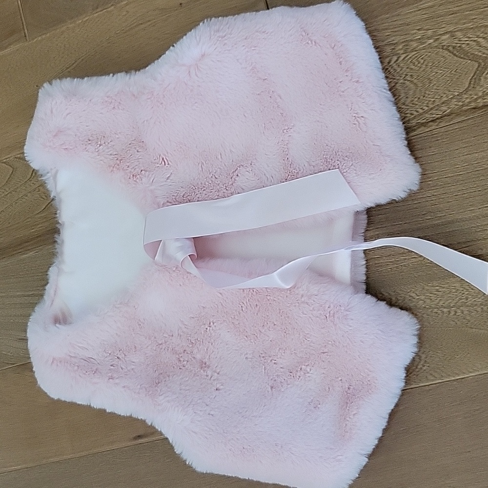Stephan Baby Pink Faux Fur Vest with Satin Ribbon and‎ Lining Size 6-18 month